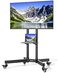 ECOTINY Heavy-Duty Rolling TV Stand for