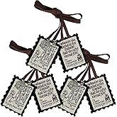 Brown Scapular, 3 Pack Bulk Scapulars Catholic Of Our Lady Of Mount Carmel, Escapularios Catolicos Religious Necklaces Gift With St Benedict Medal Crucifix Home Blessing Door Hanger,Catholic Decor