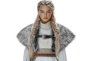 MCJC Medieval Cloak,Viking Costume Faux Fur Shawl For Women, Halloween Performance Accessory