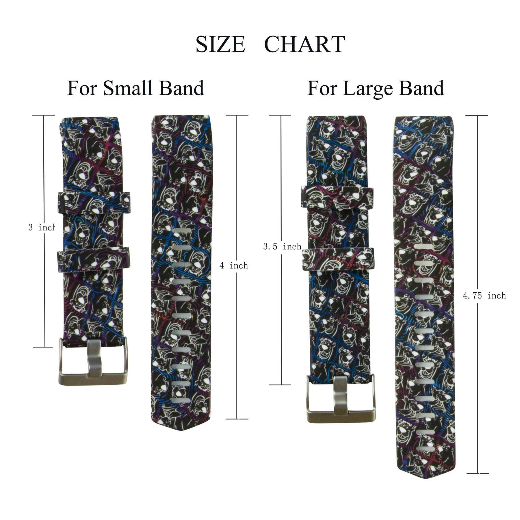 Fitbit Charge 2 Band,Soft Silicone Adjustable Replacement Sport Strap Floral Design Bands with Classic Buckle Fitness Accessory Wristband for Fitbit Charge2 (Pattern-4,Large (Wrist 6.5\