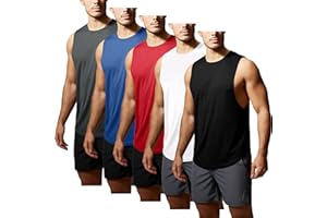 GYM REVOLUTION Men's 5 Pack Workout Tank Tops Muscle Gym Sleeveless Shirts
