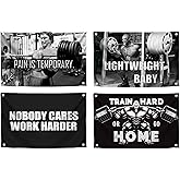 Set of 4 Motivation Gym 3x5 Polyester Flags with Four Brass Grommets - Inspire Your Workout with Single Sided Banner - Home Gym Decor for Room Guys and Man - Stay Motivated with Cool Motivation Art