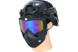 PLOOTA Tactical Airsoft Helmet with Detachable Goggles and Full Face Mask: Military Grade Gear for Paintball and Airsoft