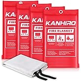 Emergency Fire Blanket for Home Kitchen - KANHIRO Fiberglass Fire Suppression Blanket Great for School, Fireplace, Grill, Car, Office, Warehouse (4 Pack, 40"x40")
