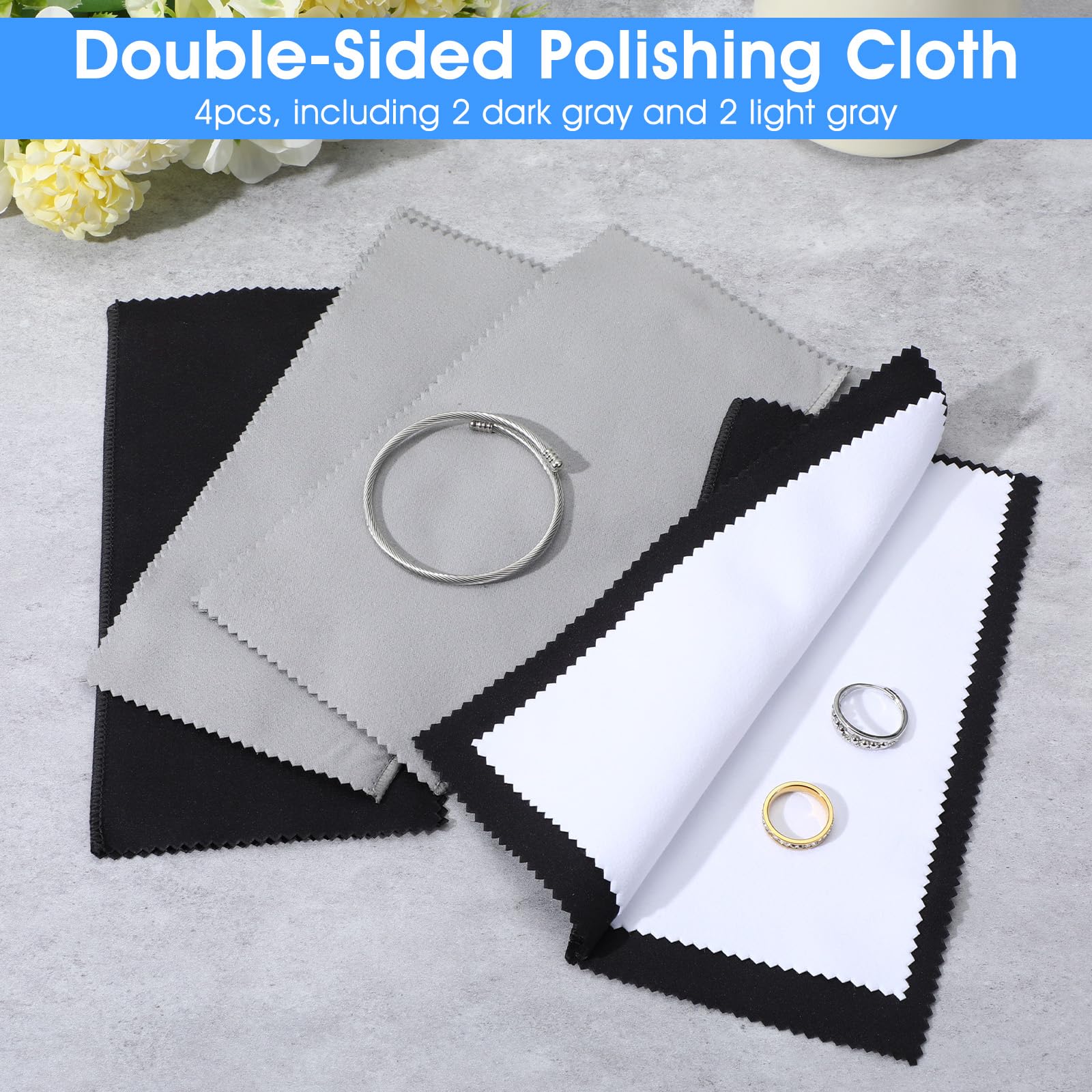 4 Pcs Silver Polishing Cloths Jewelry Cleaning Clothes Premium Silverware Cleaning Cloth for Sterling Silver Gold Diamond Platinum Precious Stones Coins Watch Keeps Jewelry Clean Shining