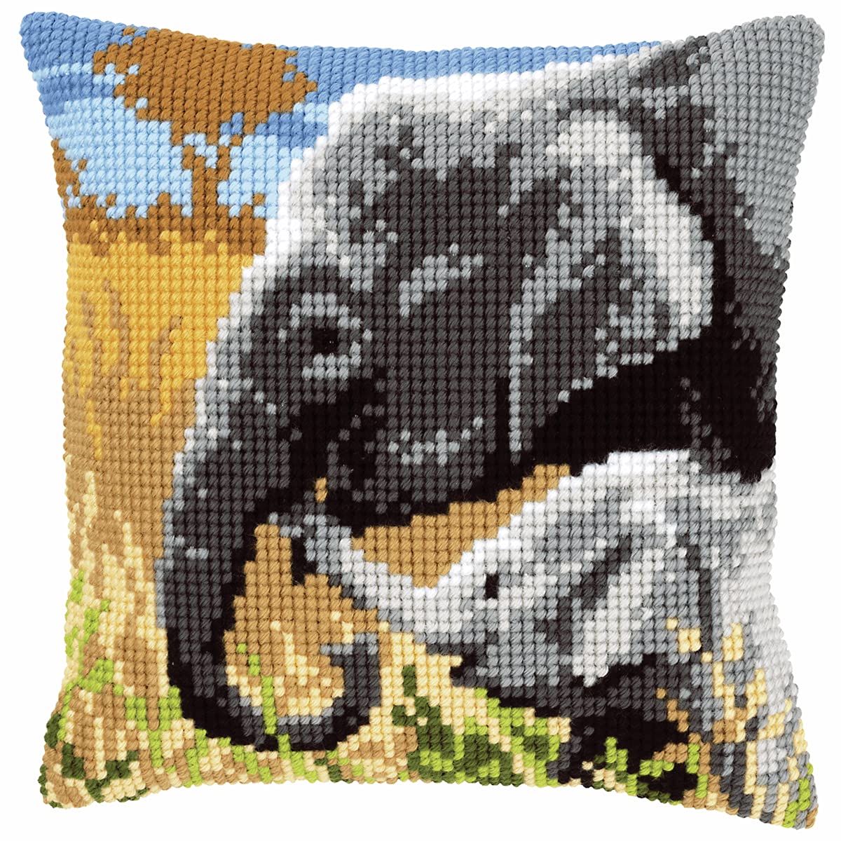 Vervaco Elephants Cross Stitch Cushion, Multi-Colour