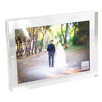 Plexismart Bilderrahmen 18 x 13 x 2 cm aus Plexiglas - Tisch Fotorahmen mit Magnetverschluss Made in Italy, Transparent