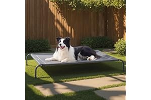 Bedsure Large Elevated Outdoor Dog Bed - Raised Dog Cot for Large Dogs, Portable Outdoor Pet Bed for Camping or Beach, Coolin