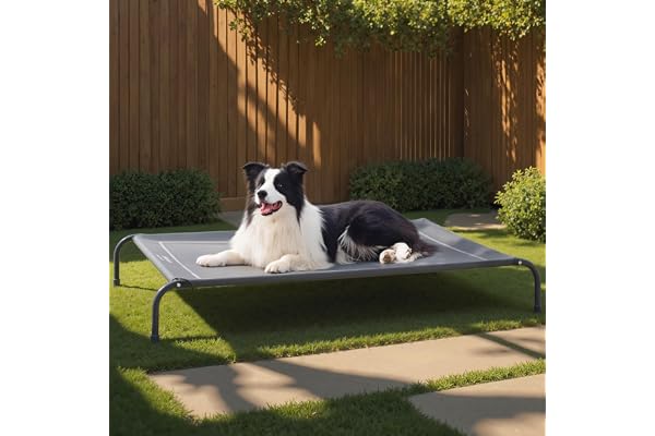 Bedsure Large Elevated Outdoor Dog Bed - Raised Dog Cot for Large Dogs, Portable Outdoor Pet Bed for Camping or Beach, Coolin