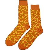SockFly Giraffe Pattern Dress Socks Funny Novelty Crazy Fun Design Men Size 8-12 Cotton Casual Crew Colorful Funky Fancy Socks Gift for Men