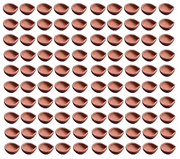 GirlsNCurls Terracotta Clay Diwali Diya for Puja Mitti Diya for Navratri Home Decoration Mitti Candle Diya Eco Friendly Diwali Candle Lamp (Pack of 100)