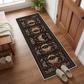 Artoid Mode Black Poppy Moth Mushroom Moon Runner Rug, Fall Home Decor Low-Profile Non-Slip Washable Carpet Runner for Hallways Kitchen Laundry Bedroom Bathroom Indoor 2x6 Feet