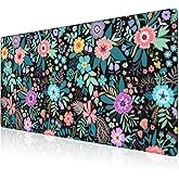 Mouse Pad, Large Colorful Flowers and Plants Desk Mat, Extended Non-Slip Gaming Keyboard Mousepad Desk Pad, Thick Stitched Edges Waterproof Mouse Mat 31.5"x15.7" (Beautiful Floral)