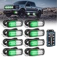 AnTom 8pcs Emergency Strobe Lights for Trucks, Sync Feature Vehicles Grille Surface Mount 24-LED Flashing Hazard Warning Light Kit with Controller and Wiring Harness, No additional wiring required