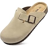 Vayfio Suede Clogs Potato Shoes Cork Footbed Sandals Comfort Mules with Arch Support Slip On Slippers