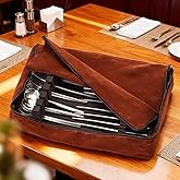 Teenyyou Zippered Flatware Storage Drawer Liner Silverware Storage Bag Tarnish Preventative Silver Organizer Cutlery Case Container Box Large Capacity Silverware Chest 15.75" x 11.02" x 3.94" (Brown)