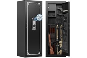KAER Gun Safe, 10-14 Biometric Gun Safe for Rifles and Pistols, Large Gun Safes for Home, Gun Cabinets for rifles and shotguns, Rifle Safe with Built-in Cabinet and Removable Gun Racks