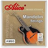 Alice 2 Pack Mandolin Strings 4 String Set Medium (11-40) Plated Steel and Silver-Plated Copper Alloy with Anti-Rust Coating, (AM05)