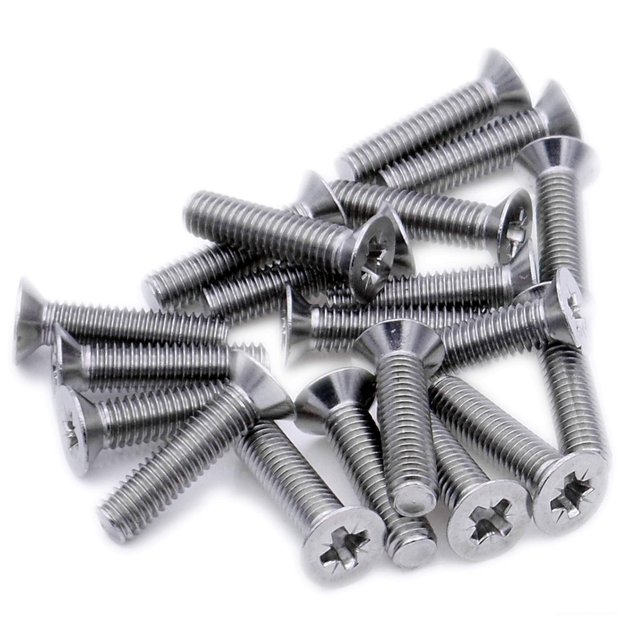 M3 (3mm x 10mm) Pozi Countersunk Machine Screw (Bolt) - Stainless Steel (A2) (Pack of 20)