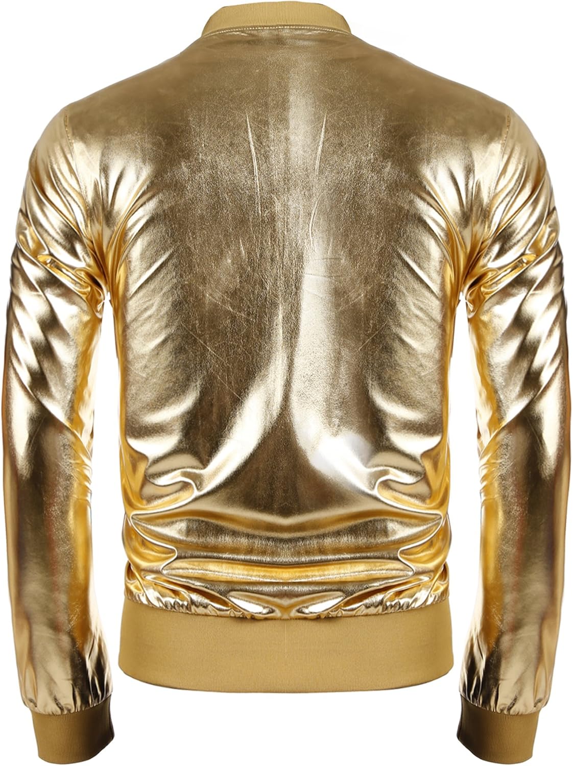 COOFANDY Men's Metallic 70s Disco Party Varsity Jacket Button Zip-up Baseball Bomber at  Men’s Clothing store