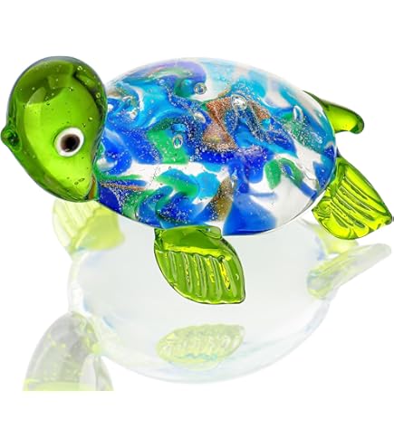 Aazon.co: Jowxsx Blue Glass Iniature Glass Turtle Figurine Turtle