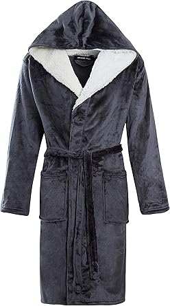 Michael Paul - Bata de casa para hombre de suave forro polar: Amazon.es: Ropa y accesorios