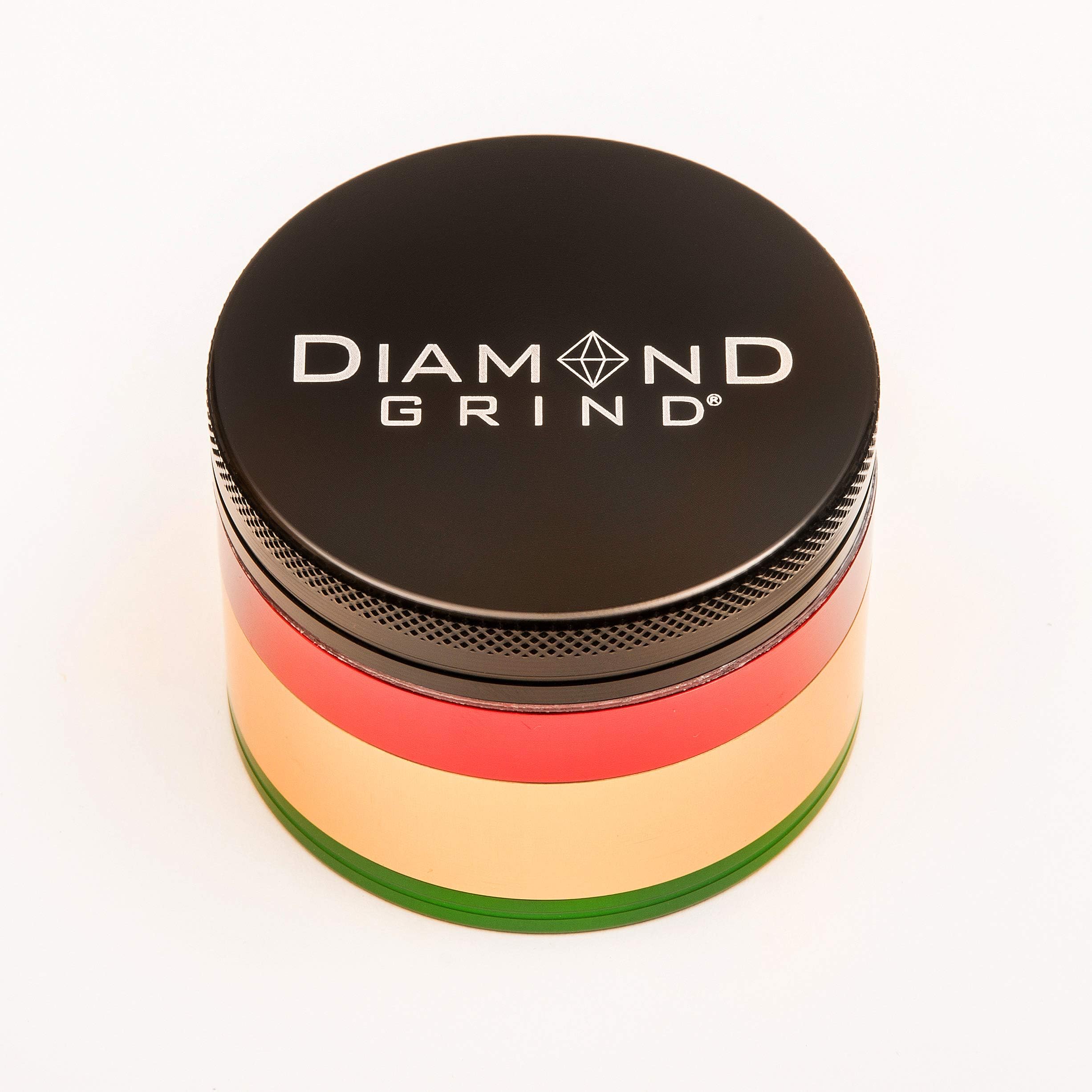 Diamond Grind 4 Piece Aluminum Herb Grinder with screen 50mm (2.00") RASTA