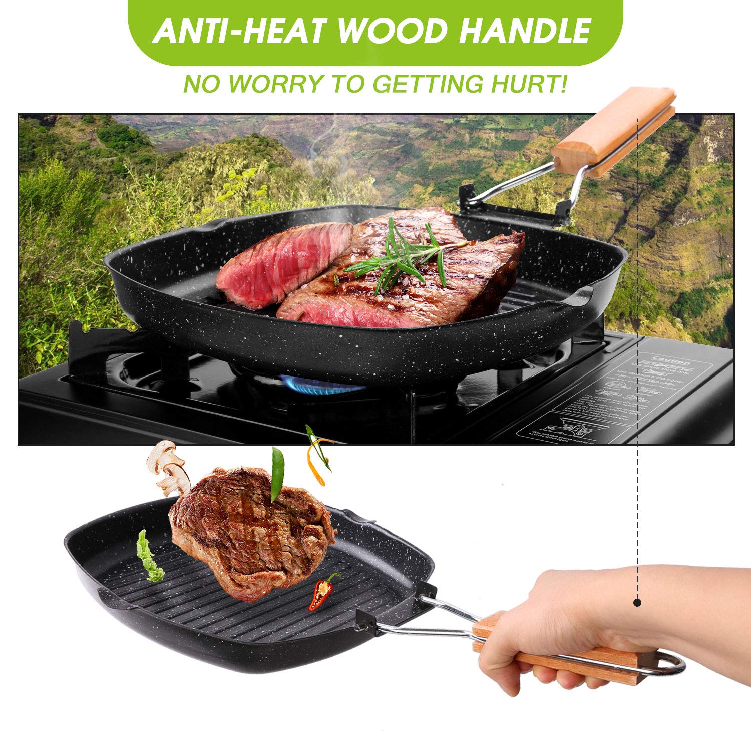 Backpacking Cooking Gear Odoland Camping Cookware Frying Pan with Folding Handle 9 Backpacking Cooking Gear Odoland Camping Cookware Frying Pan with Folding Handle 9