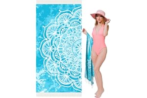 Vikumond Oversized Turkish Beach Towel Blanket XXL Cotton Sandproof Towels Boho Woven Extra Large Big Sand Free Giant Throw Blankets Huge Quilt XL Picnic Camping Necessities Cloud for Adult Gifts