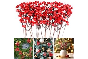 OKXIRI 24 Pack 7.6 Inch Red Berry Stems, Holly Berry Stems, Artificial Red Berry Picks, Red Berries Christmas Decor Branches Ornaments for Christmas Tree, Wreath, Crafts, Winter, Xmas