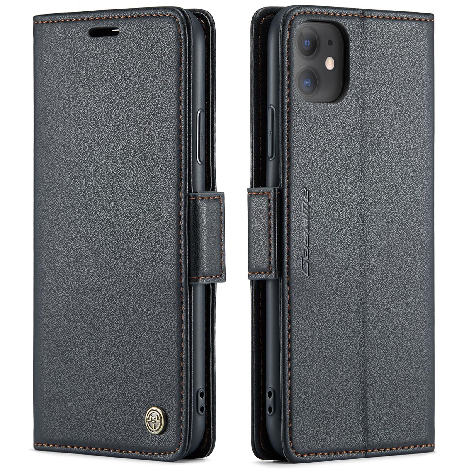 QLTYPRI Wallet Case for iPhone 11, Premium PU Leather Magnetic Flip Folio Case with [RFID Blocking] Credit Card Slots Kickstand Shockproof Protective Phone Case Cover for iPhone 11(6.1 inch) – Black