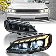 JOLUNG Headlights Assembly for VW Volkswagen mk6 jetta 2012-2018,Halogen Headlight Replacement,Not for Xenon/HID Headlight,with DRL Start Up Animation Sequential Turn Signal,1 Pair