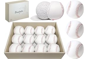 HANKLENSS Bucket of Baseballs - 12/24 Pack Standard Size Adult Training Balls for Pitching, Hitting, Fielding - Unmarked & Leather Covered Practice Baseballs - Perfect for Youth Baseball