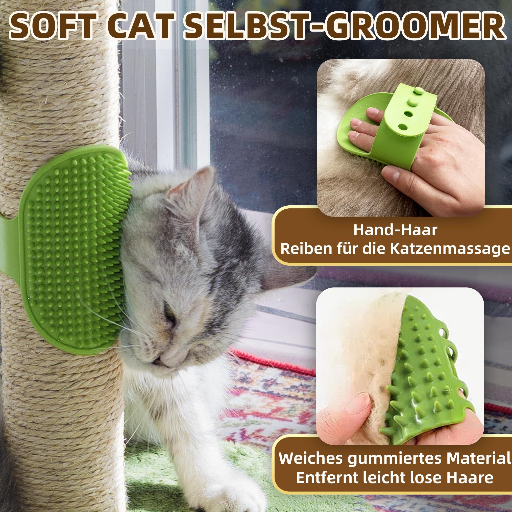 Fantasreen Katze Kratzbaum 84cm Katze Kratzer Hoch Kratzbäume für Indoor-Katzen mit Katzenspielzeug und Interaktiven Ball Selbst Groomer für Kätzchen Erwachsene Katzen 3