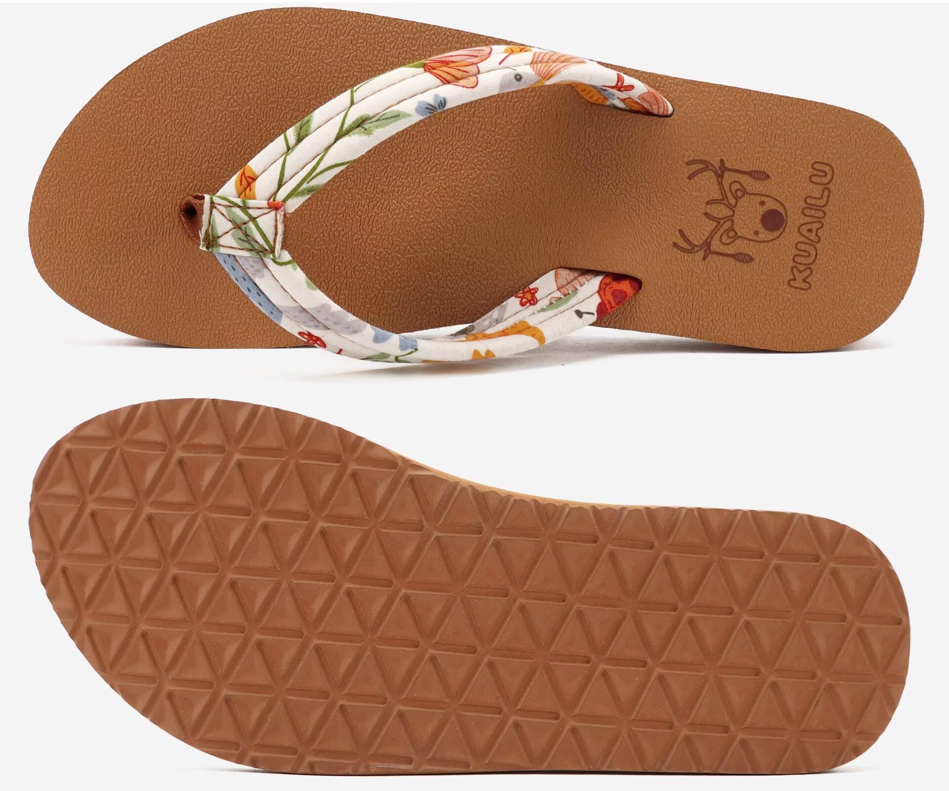 KuaiLu Womens Arch Support Flip Flops Ladies Comfort Lightweight Soft Yoga Mat Cushion Walking Thong Sandals