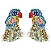SISOFTLY Bird Earrings- Elegant Crystal Inlayed Dangle Earrings, Statement Animal Drop Earrings for Women