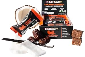 Bahamii Nuts & Date Bars, Organic Healthy Snacks | Coconut Vanilla 6-Pack | Gluten Free & 0g Added Sugar Low Calorie Snacks, No Preservatives, Plant Based, Kosher, Diabetic Snacks