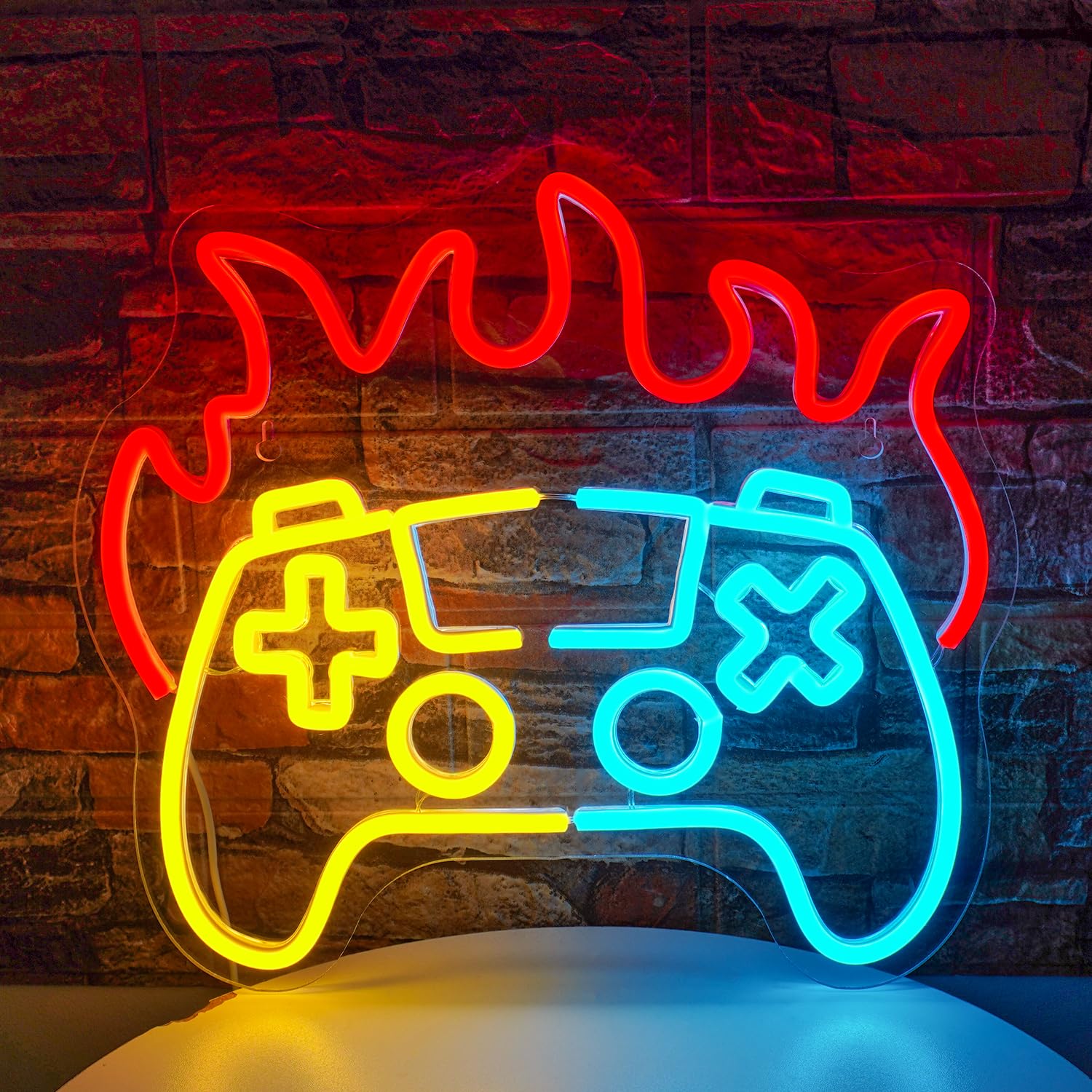 SIGNSHIP Neon Game Sign Gaming Fire Dimmable LED Neon Sign Powered by USB with Switch Colorful Game Neon Sign for Wall Decor Neon Light Sign for Game Room Kids Teens Boys Room — image 1