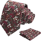 Alizeal Mens 3.15inch Delicate Colorful Floral Tie with Garden Flower Print Pocket Square