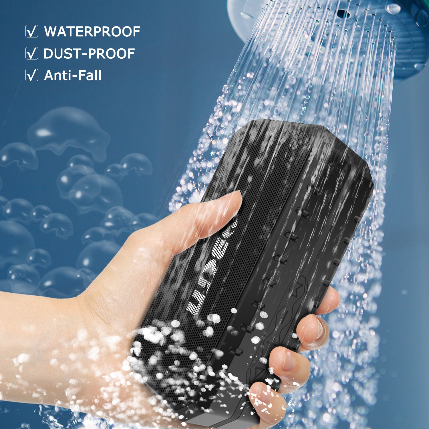 LOBKIN Bluetooth Tragbare Lautsprecher Wasserdicht Speaker Stoßfest Boxen Wireless Stereo Boombox mit eingebautem Mikrofon Kabelloser Musikbox mit 8-Stunden Spielzeit und TF Karte