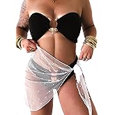 SAWINDA Pearl Bikini Cover Up Bridal Beach Kaftan Pearl Swimwear Coverup Swim Sarongs Beach Wrap Tie Front Cover Up Mesh Pearls Top Honeymoon Swimwear Bride Bikini Wedding