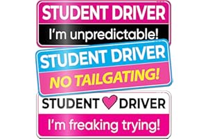 3-Pack HEY-OKEY Student Driver Magnet for Car – Metal Only (Not for Plastic/Aluminum) – Funny Pink Please Be Patient Reflective Magnetic Bumper Sticker – Removable Rookie Safety Signs – 10 x 3.5 in
