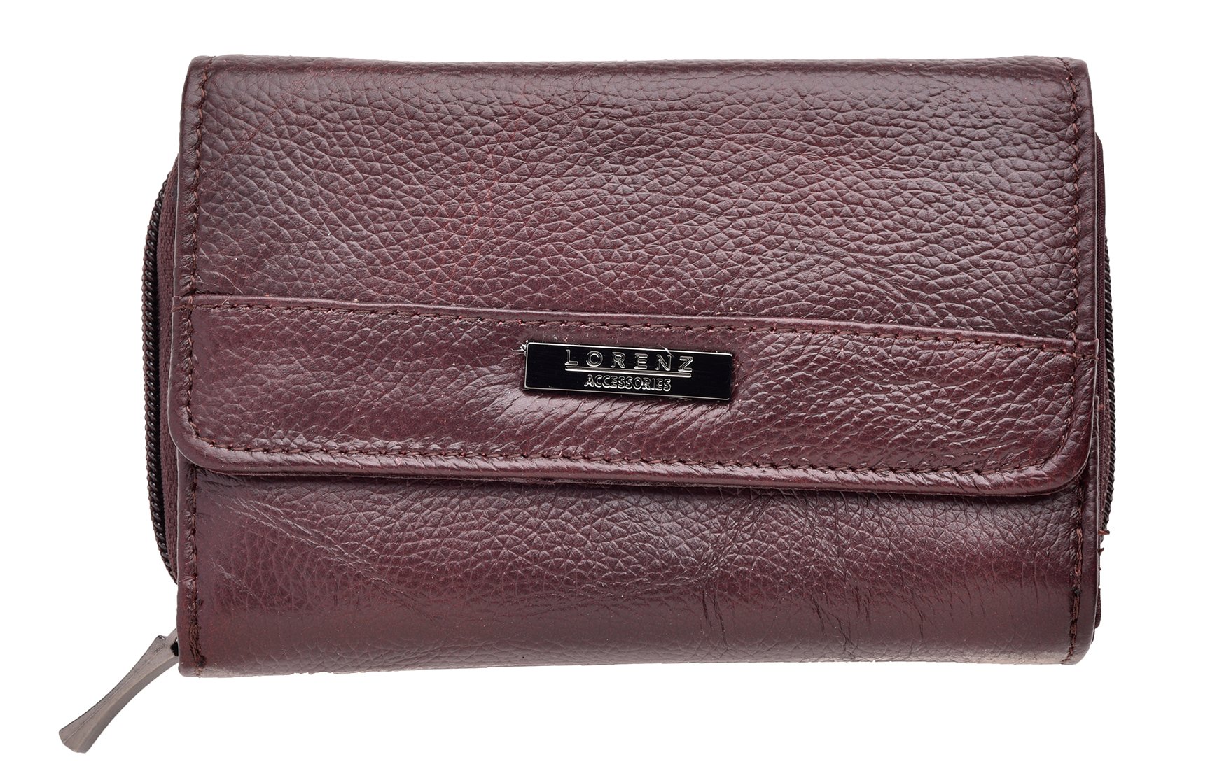 Ladies / Womens Matinee Style Leather Purse with Multiple Compartments - Plum