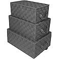 Sorbus Set of 3 Storage Baskets for Organizing with Lid, Mesh Hand-Woven Design, Linen Closet Organizers and Storage, Organizer Storage Baskets for Shelves, Variety Pack Organizers and Storage (Gray)