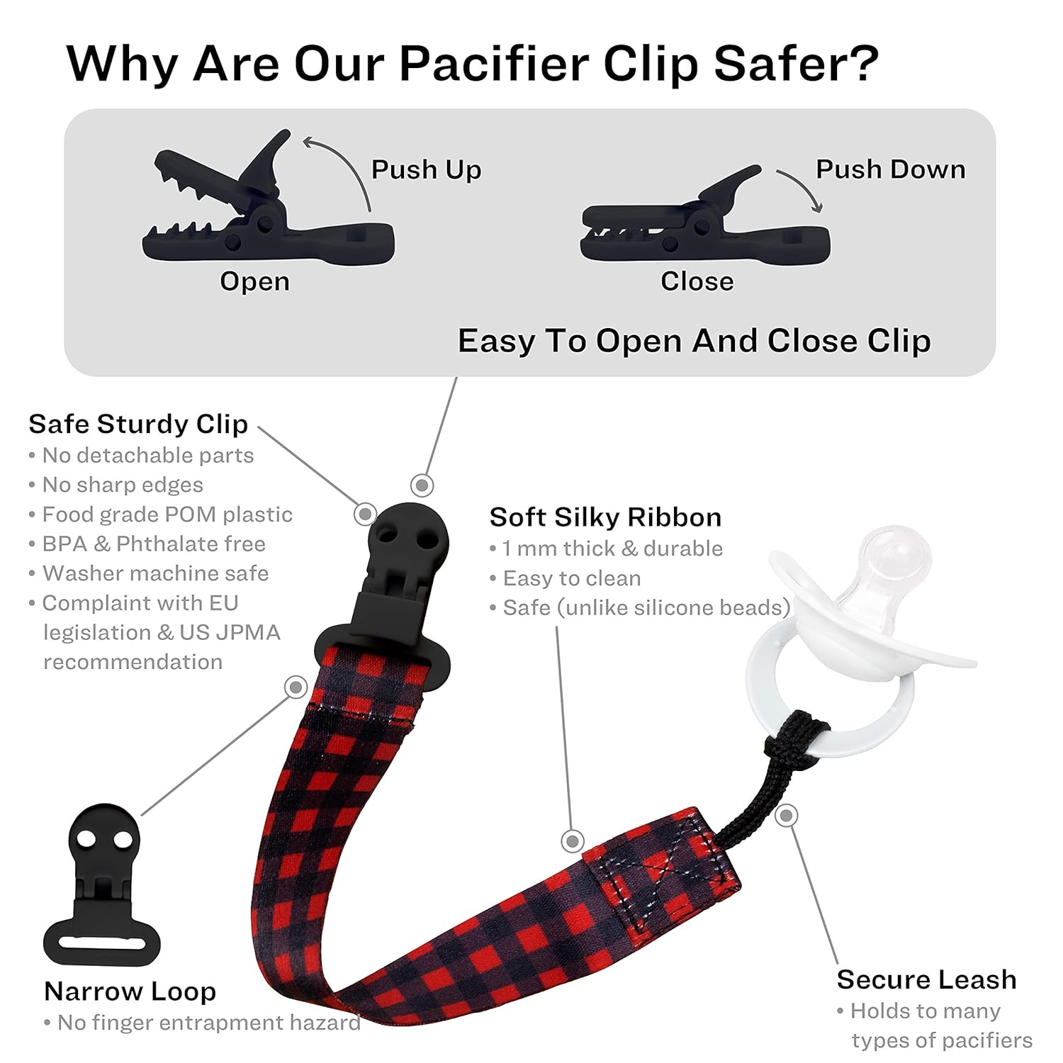 Stadela Baby Pacifier Clip Leash Soothie Teething Ring and Teether Toy Holder for Boy 4 Pack Baby Shower Birthday Gift Set Lumberjack Hunting Deer Woodland Forest Buffalo Check Plaid : Baby
