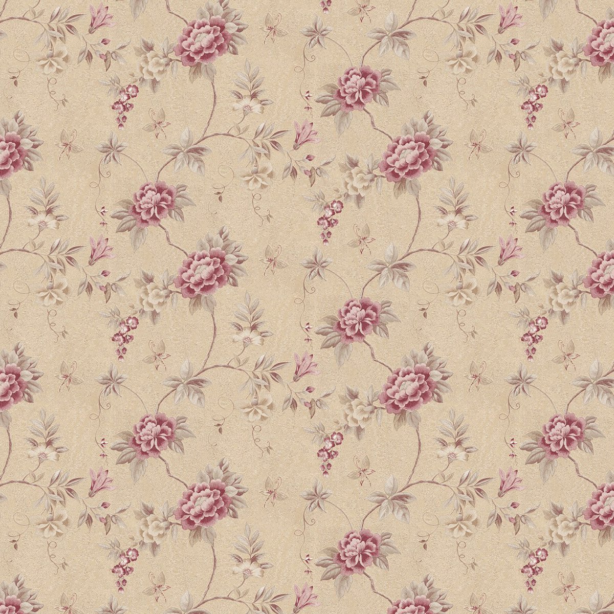 MyTinyWorld Pack of 5 Dolls House Dark Pink Trailing Flower Design Wallpaper Sheets