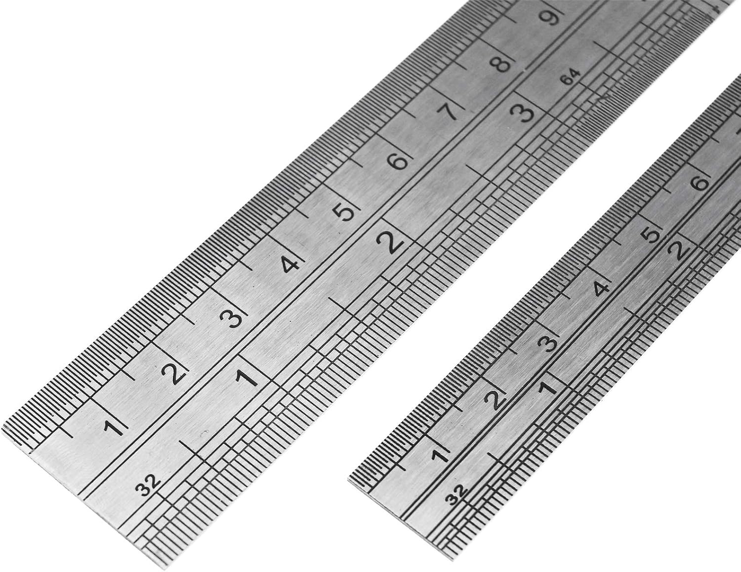 OTOTEC Stainless Steel Ruler Set Metal Ruler 15cm 30cm 6″ 12″ 2 pcs ...