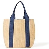 The Drop womens Tracy Large Canvas Detail Straw Tote