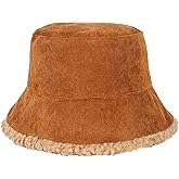 Anopo Winter Warm Corduroy Bucket Hat Fleece Reversible Fluffy Plush Thick Fisherman Cap Wind Protection Hat for Women Girl