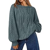 Trendy Queen Women's Oversized Cable Knit Crewneck Fall Pullover Sweaters